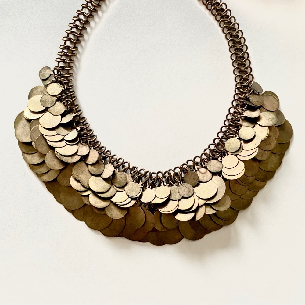 Anthropologie Vintage Coin Statement Necklace